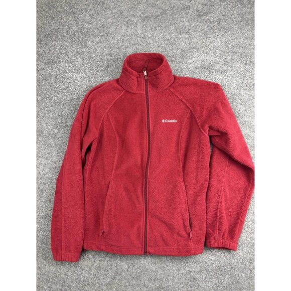 Columbia Jacket Womens M Red Benton Springs Fleece Full Zip Hiking Outdoor - Picture 1 of 6